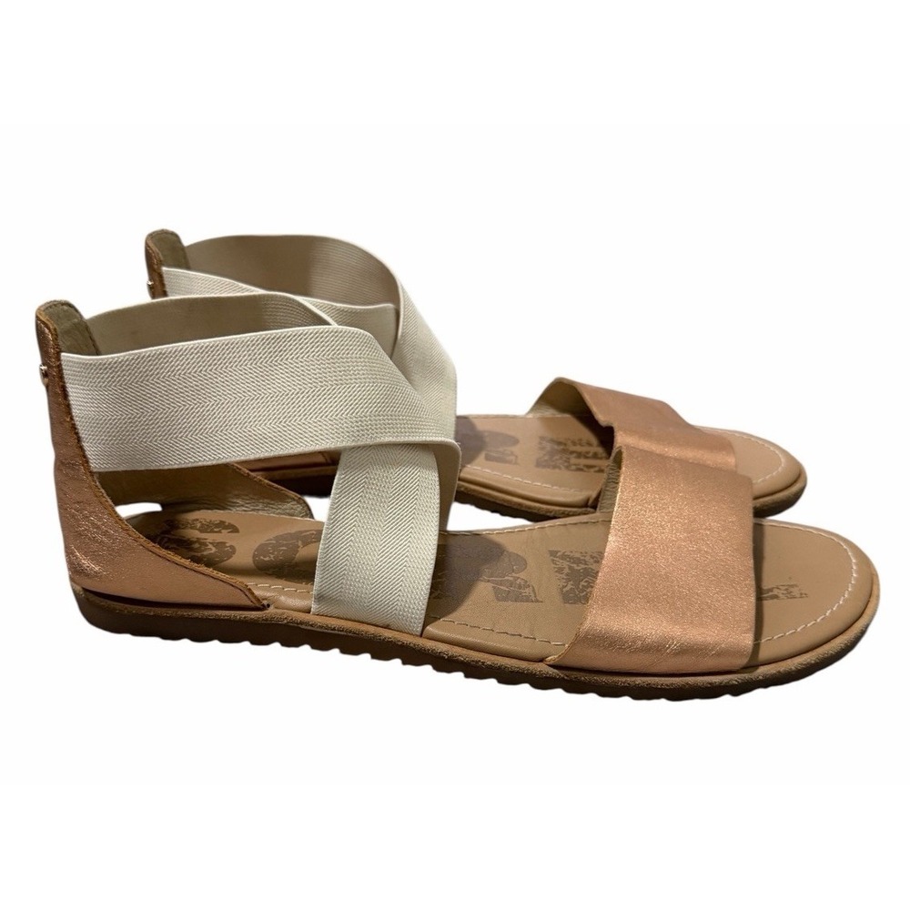 SOREL Ella Leather Sandal Natural Rose‎ Gold Women's Size 9.5